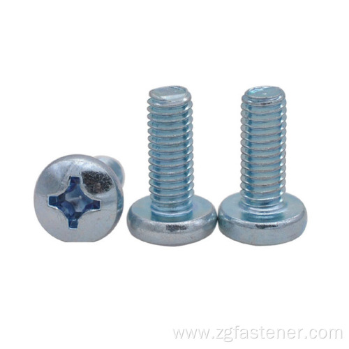Blue white zinc mushroom head tapping screws with cross recessed carbon steel